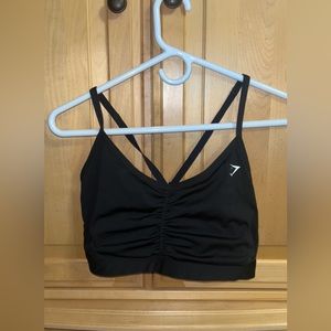 black gymshark ruched training bra